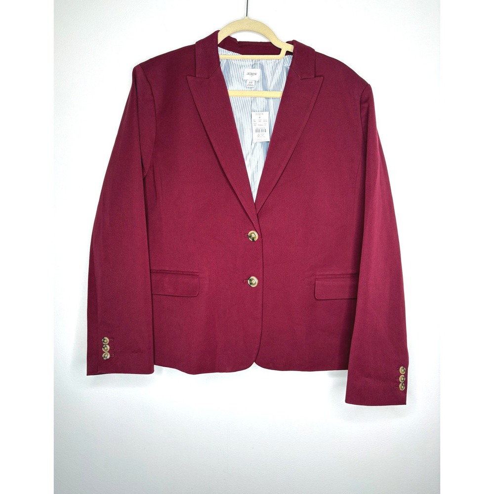 J Crew Factory Dark Red Blazer Womens Size 22 Stretch Tailored Jacket NWT Lined
